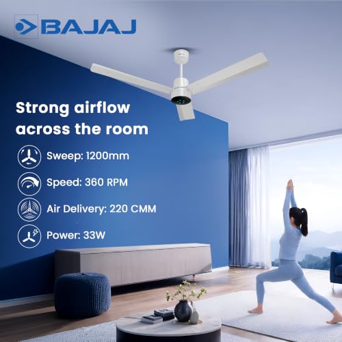 Image of Bajaj Classico Sleek Neo 5S 1200MM BLDC Ceiling Fan with Remote|LED speed indicator|BEE 5 Star Rated Energy Efficient|Power Saving|Sleek Compact Design|High Air Delivery|2Yr Warranty|White & Black