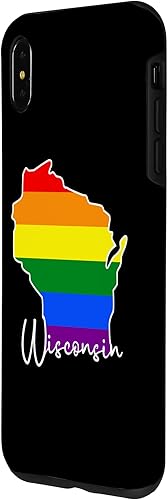 Vista 14 de Funda para iPhone 13 Pro Wisconsin Map USA State Wisconsin Rainbow Flag Pride Month