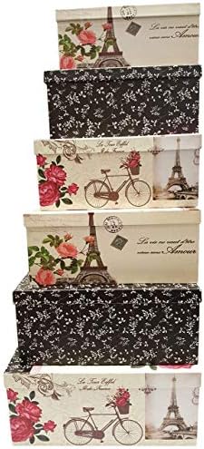 ALEF Elegant Decorative Themed Extra Large Nesting Gift Boxes -6 Boxes- Nesting Boxes Beautifully Themed and Decorated - Perfect for Gifts or Simple Decoration Around The House! (Paris)