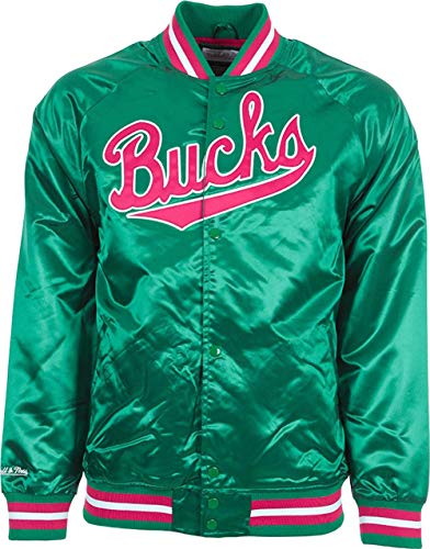 Mitchell & Ness NBA Lightweight Satin Jacket - Milwaukee Bucks, M