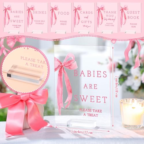 Image of Vercraft 6 Pcs Pink Bow Baby Shower Table Decorations