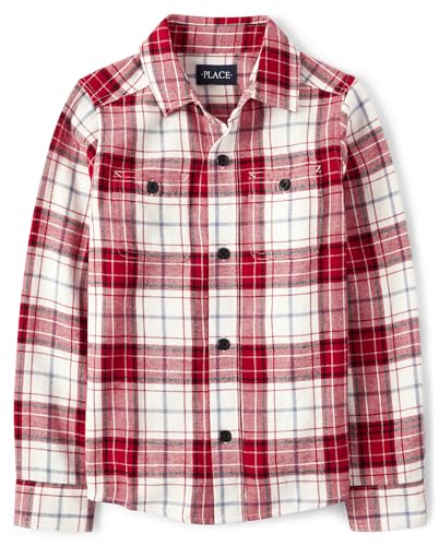 The Children's Place Boys' Long Sleeve Plaid Flannel Button Up Sh...