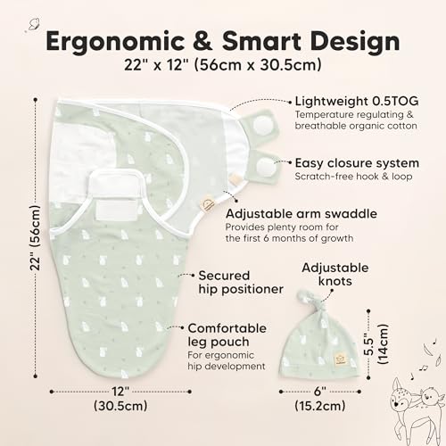 Image of KeaBabies 3-Pack Swaddles for Newborns, Girls, Boys with Hats - Organic Soft Baby Sleep Sacks, Breathable Baby Swaddle 3-6 Months Beanies Set, Premie Infant Sleep Sack 0-3 Months (Bunnies)