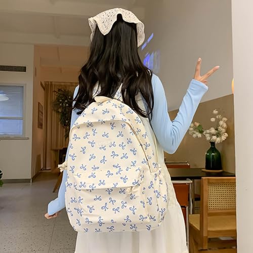 Blue Bow Backpack for Girls, Cute Backpack with Bows, Kawaii Japanese Style Bookbag Lightweight Bow Backpacks (Pink)3