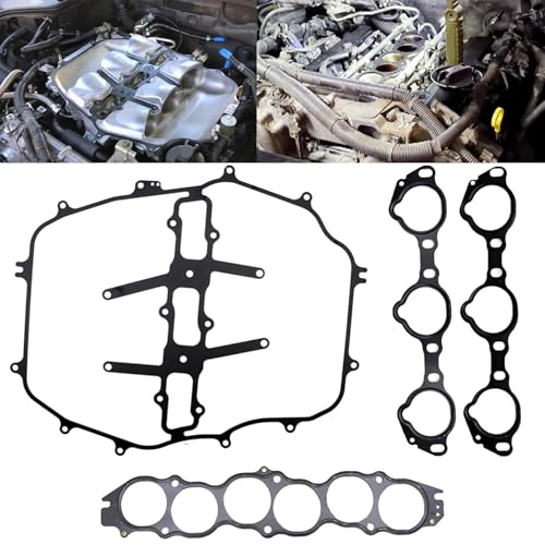 Image of XQSMWF Engine Intake Manifold Gasket Set Compatible with Nissan 350Z 2003-2006 & Infiniti G35 2003-2007 FX35 2003-2008 M35 2006-2008 3.5L V6 VQ35DE, Replaces 14036-AG000 14032-AM600 MS19332A MS964541