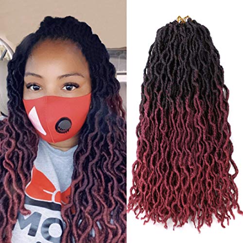 Gypsy Faux Locs Crochet Braids 18 Inch 5 Packs wavy crochet hair Natural Wave Pre-looped Twist Faux Locs Crochet 24 Strands/Pack African Roots Braid （1B/Bug）