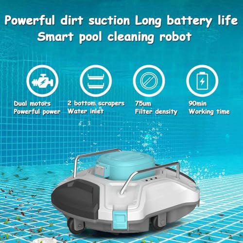 Limpiador robótico automático de piscinas, escalada de pared, contenedor de filtro masivo de carga superior, aspiradora robótica inalámbrica para piscinas en el suelo y sobre el suelo