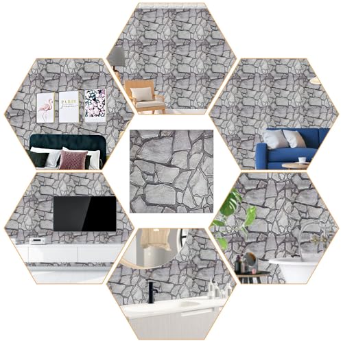 Papel de pared impermeable 3D paneles autoadhesivos imitación piedra PVC 10 piezas 8