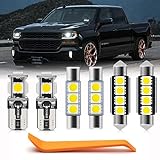 nsautolighting 10pcs White LED Interior Lights Bulb Kit for Chevy Silverado 2014 2015 2016 2017 2018 2019 Super Bright 6000K LED White Interior Bulbs Light Package + Install Tool