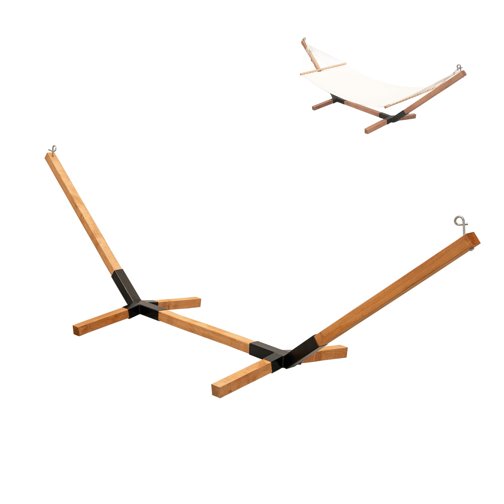 MOE UHANE Amaca in legno per giardino e casa, montaggio rapido senza viti o attrezzi, legno naturale e raccordi metallici, compatto, 100% ecologico, prodotto nell'UE