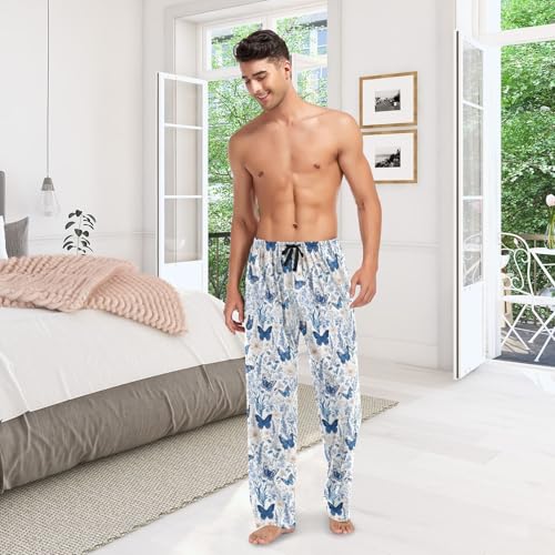 Men’s Butterflies and Wildflowers Pajama Pants with Pockets, Comfortable Lounge Sleep Bottoms#352 6