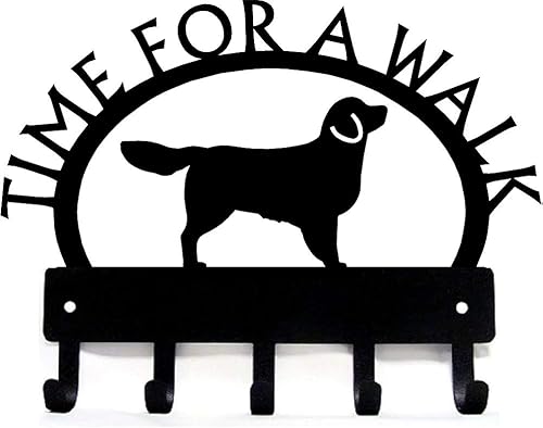 Golden Retriever Time for a Walk Dog - Percha para correa y llavero – Fabricado en Estados Unidos; soporte montado en la pared