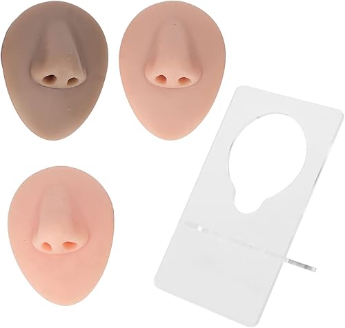 Agatige Modelo de nariz de silicona 3D, modelo de nariz falsa para nariz, parte del cuerpo de silicona suave con soporte acrílico para exhibición de