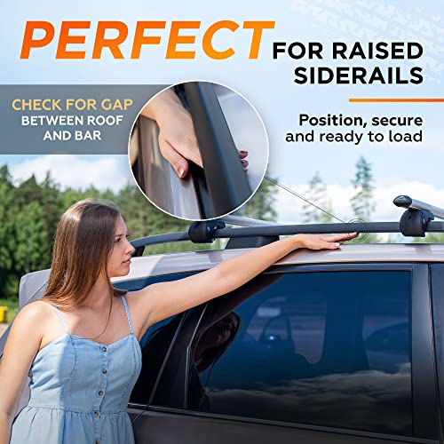 Image of RoofPax 52 inch Roof Rack Cross Bars 2-Set Locking Cross Rails Adjustable Aluminum Anti-Rust up to 150lb Luggage Rooftop Carrier Rack Kayak /Surfboard /Paddle Board. Universal Fit for Cars with Side Rails