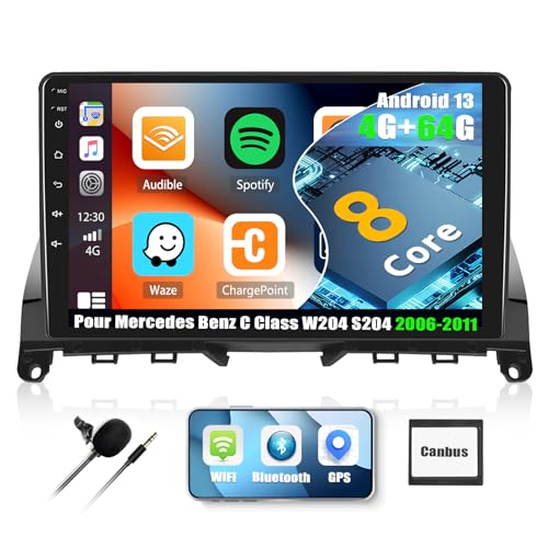 CAMECHO 8-Cœur 4+64G Android 13 Autoradio pour Mercedes Benz C Class W204 S204 2006-2011, 9