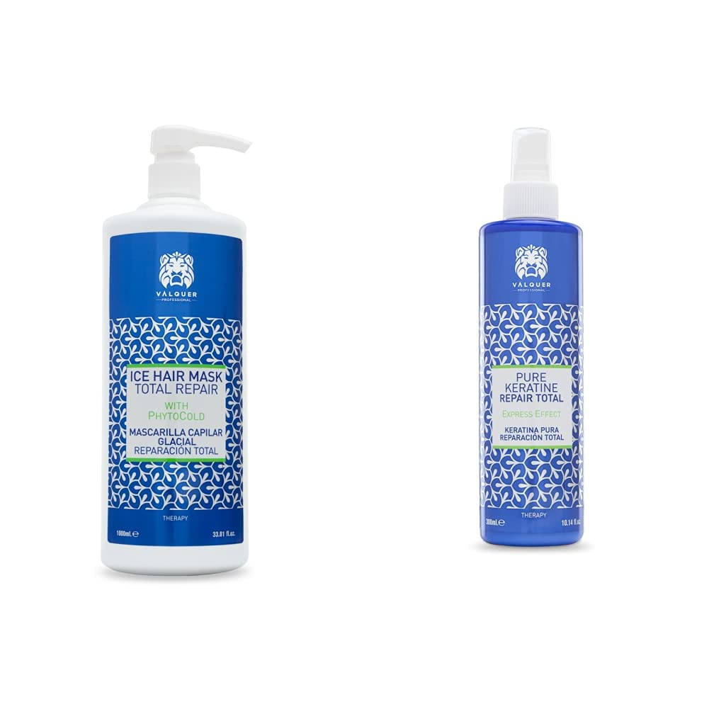 Válquer Profesional Ice Hair Mask. Máscara Capilar Reparación Total efecto hielo + Profesional Keratina Pura para el Cabello Total Repair, Cabellos Dañados
