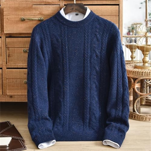 Winter 100% Cashmere Sweater Men's Round Neck Thickened Warm Pullover Sweater4
