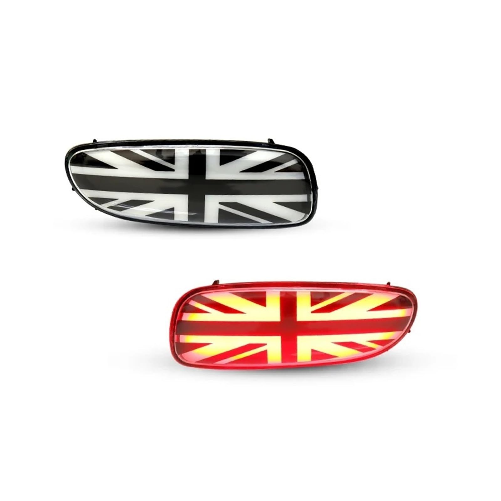 Pasuje do MINI Cooper R56 R57 R58 R59 przezroczyste soczewki Union Jack styl czerwona dioda LED reflektor tylnego zderzaka światła tylne światła przeciwmgielne światła do jazdy(Clear Lens)