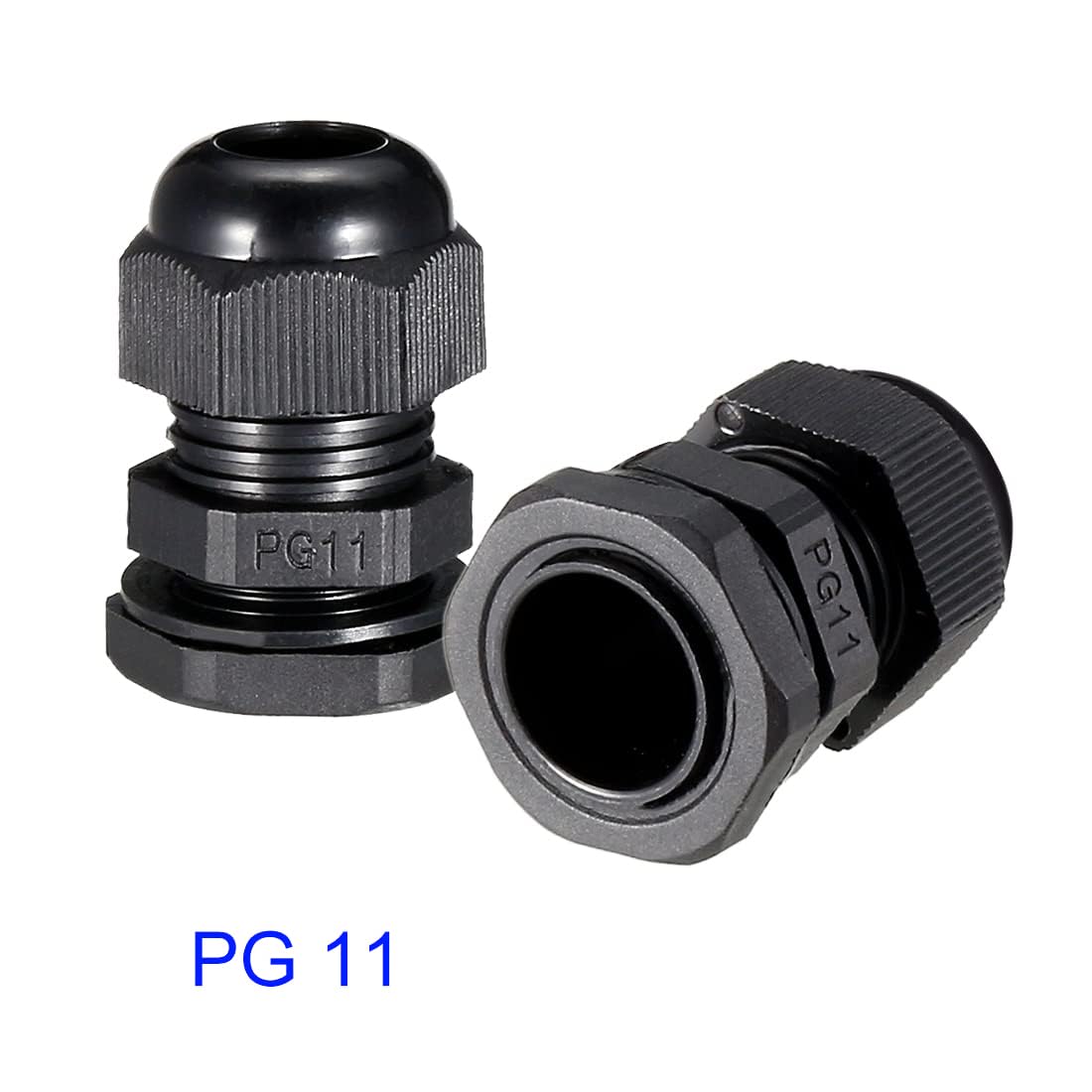 MACHSWON 5Pcs PG11 Cable Gland - Durable Threaded Wire Connector with Locknut for 5-10mm Dia Cable Wire, Black - Image 2