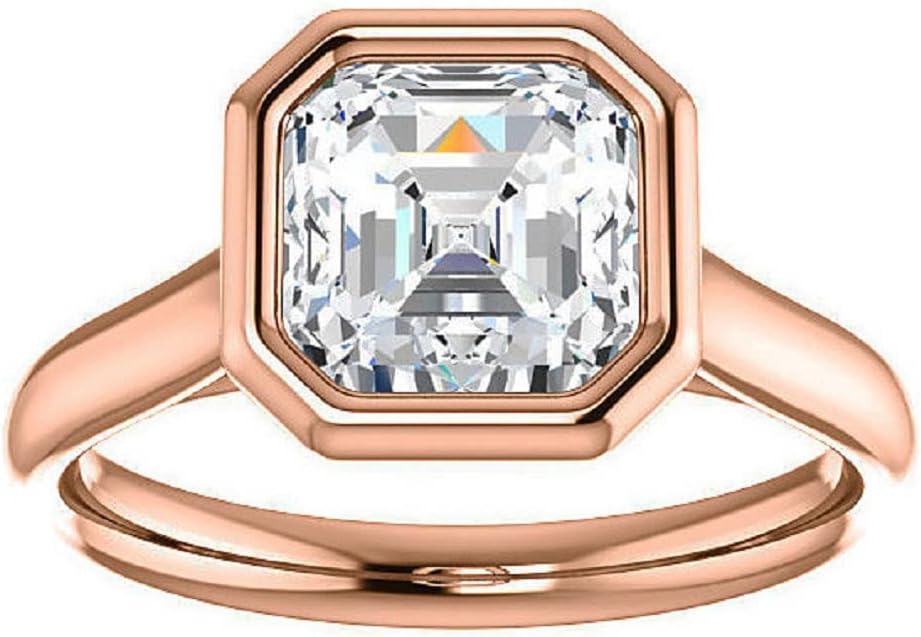 2-3CT Moissanite Handmade Engagement Ring for Women Bezel-Set Anniversary Ring Gifts, 925 Silver, 10K/14K/18K Solid Gold