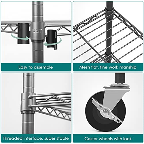 Image of Rolling Clothes Rack with Wheels, Large Heavy Duty Clothing Rack with Shelves, Adjustable Metal Garment Racks Closet Organizer Rack for Hanging Clothes, 35 inch D x 18 inch W x 74.4 inch H