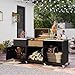 Happygrill 80” Outdoor Grill Table with Sink & Drainage, Heavy Duty Metal Grill Cart w/Cabinet & Removable Stainless Steel Top, Portable Prep Cooking Table w/Wheels for BBQ, Patio, Camping & Backyard