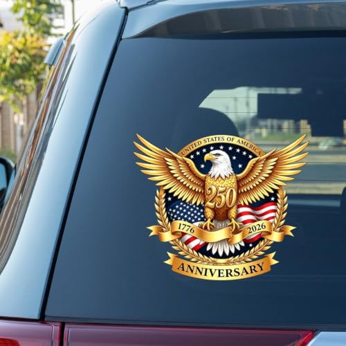 Image of 2pcs 250 Anniversary USA Merchandise 250th Anniversary USA Car Decal | Sticker 1776-2026 American Flag Patriotic Eagle Vinyl Decal for Car Truck Bumper Laptop Window Decor 10 inch 10 inch
