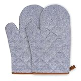 1 Paio Guanti da Forno Cucina, Guanti da Cucina Alta Temperatura Professionale, Morbida in Cotone, Lavabile Resistenti Al Calore Forno con Pratico Occhiello, per Arrostire, Cuocere, Grigliare (Blu)