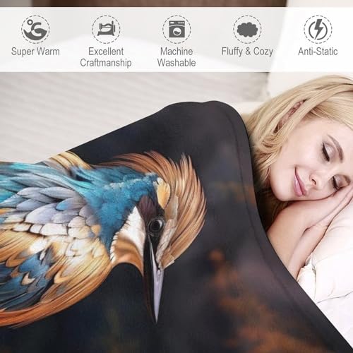 Couverture De Luxe À Chaud Oiseau Plaid Canape en Flannel Douillette