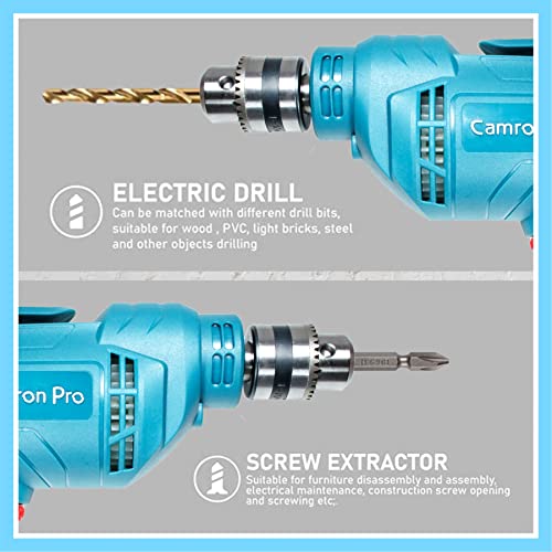 Image of Camron Pro 220 V Corded Electric Professional Drill Machine 450-watt 10mm 0-3300 rpm (Blue)