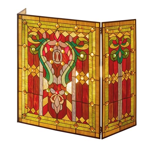 River of Goods Fireplace Screen: Stained Glass Tiffany Style Screens - Gas & Wood Burning Fireplaces