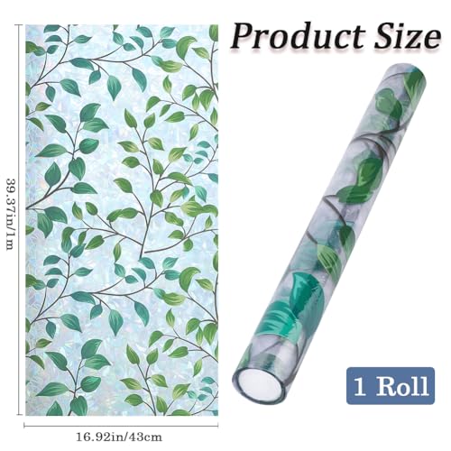 Vinilo decorativo para ventana con diseño hojas 39.4x16.9 pulg miniatura 2