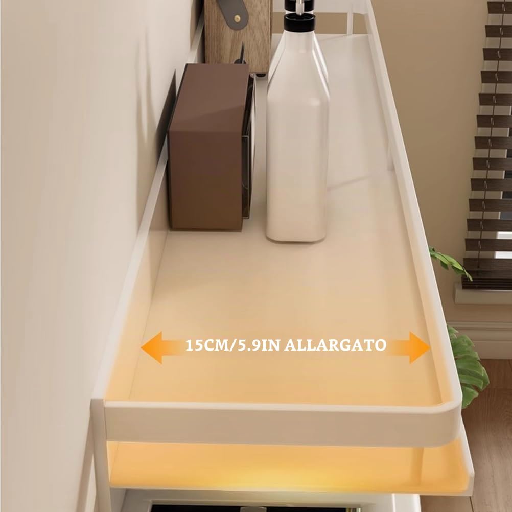 Mensola sopra Termosifone Bianco, Mensola per Termosifone Rimovibile, Mensola Termosifone con Spazio di Stoccaggio, Senza Foratura Easy Fit, Mantenere la Ltanza Ordinata,40cm/15.75in