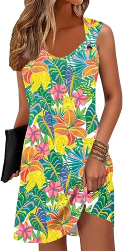 Image of ETCYY Summer Dresses for Women 2026 Vacation Beach Cover Ups Swimsuit Sleeveless Sundresses Casual Loose Tank Sun Dresses