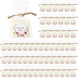 Leelosp 60 Set Square Mini Soaps for Guests Baby Shower Party Favor Small Scented Bars White Hand Soaps with Thank You Tag Cards for Wedding Bridal Shower Birthday Gifts (Elegant Style)