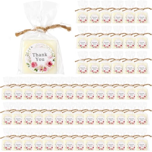 Leelosp Square Mini Soaps for Guests Wedding Favor Small Scented Bars White Hand Soaps with Thank You Tag Cards for Baby Shower Bridal Shower Gifts Wedding Birthday Party(60 Set,Elegant Style)