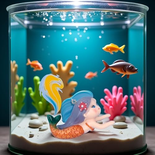 Image of GANPUB Floating Fish Tank Decor, Aquarium Fish Mermaid, Ornaments, Eye Catching Decoration, Aquatic Pets Cartoon, Miniatures Figures for, Aquarium Decor Thematic Ornaments