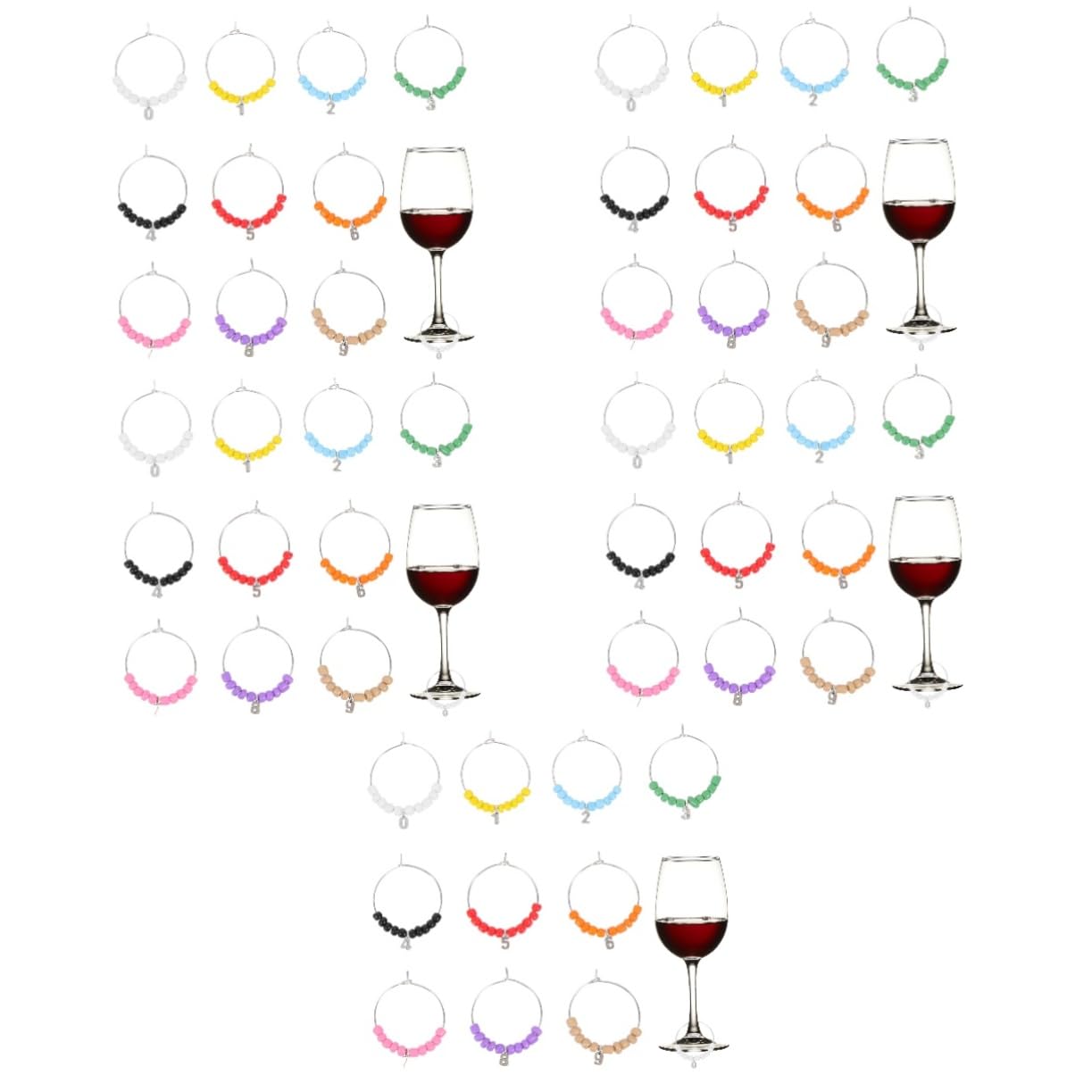 Amosfun 5 Set Di Perline Per Segnabicchieri Da Vino Segnabicchieri in Riutilizzabili Per Decorazioni Per Feste A Tema Vino 10 Pezzi*5