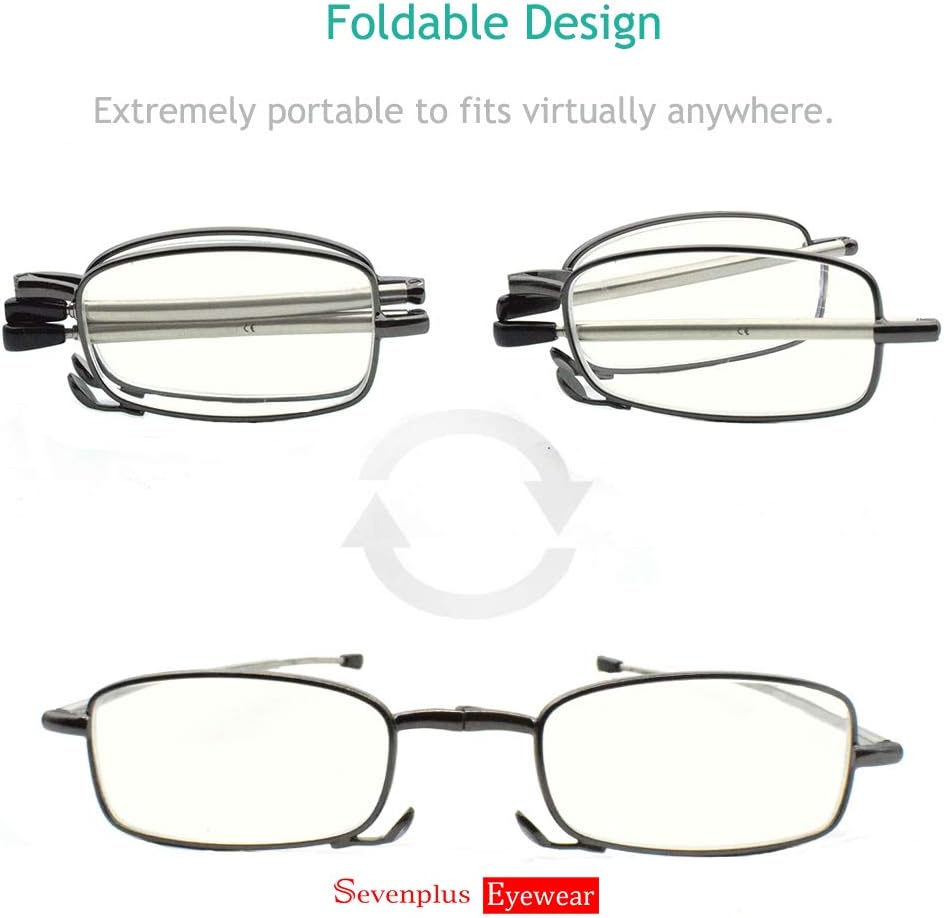 2 Pack Reading Glasses Blue Light Blocking, Anti UV Glare Eyestrain, Foldable Computer Spring Hinge Readers for Women Man 1.50X : Health & Household