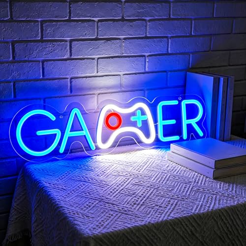 Image of Gamer Neon Sign for Wall Decor Light Up Sign Led Signs for Game Room Party Home Wall Decor USB Powered