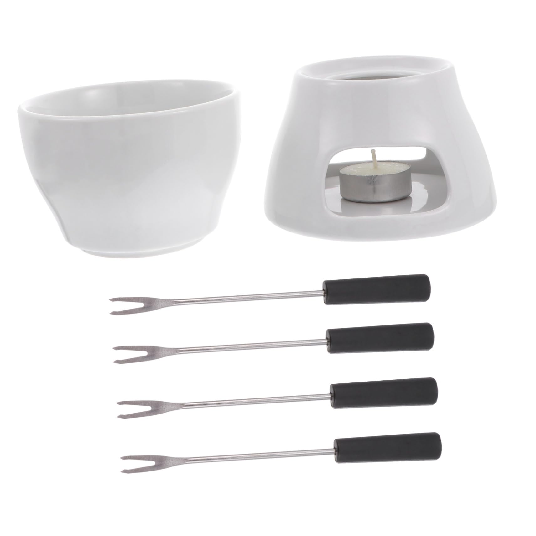 AUTSUPPL 1set Ceramic Chocolate Melting Pot Fondue Warmer for Cheese Butter Candy More for Home Kitchen Desserts Heating