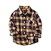 Boys Long Sleeve Plaid Shirt Jacket Button Down Flannel Shirts Lapel Jackets for Kids Casual (Yellow #3, 18-24 Months)