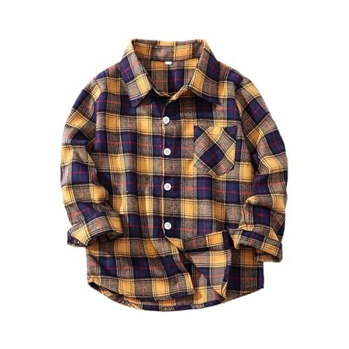Toddler Boys Plaid Long Sleeve Shirt Flannel Lapel Button Down Shirts Tee Trendy Tops Fall Casual Simple Tees Clothes2