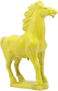 Wemings Ceramic Horse Sculpture -Golden Yellow- 9 inch Hand Made Tang Tri-Color China Cultural Art Piece,Museum Collection Inspired Home and Office Decor