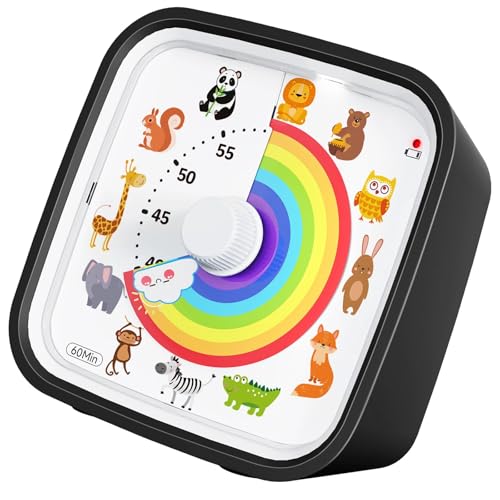 Visueller Timer für Kinder und Erwachsene mit Regenbogenscheibe, 60-Minuten Countdowns zum Kochen, Lernen und Zeitmanagement, Regenbogen