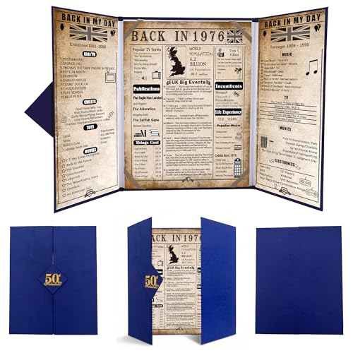 back in 1976 50th Birthday Gifts for Men Blue Tri-Fold Card Poster