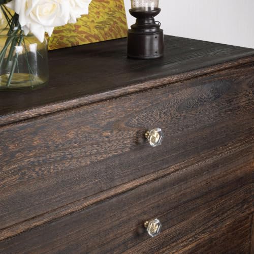 Image of QOGRISUN 5-Pack Crystal Cabinet Knobs, Gold Drawer Knobs, Hexagon 1-3 /8in