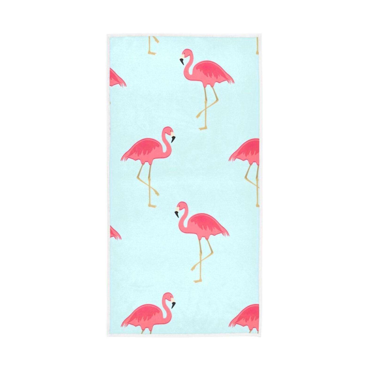 HUYGD Flamingos on Green Background Hand Towels for Kitchen, 15 x 30 Inches, Spa Towels for Body Colorful Towels for Bathroom