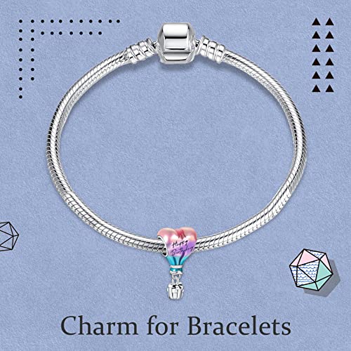 Birthstone Charm 925 Sterling Silver Pendant Dangle Beads Happy Birthday Hot Air Balloon for Bracelets and Necklaces,Birthday Jewelry Gifts for Women Friends4
