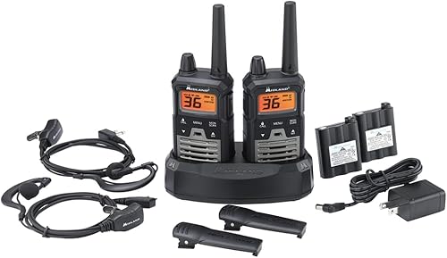 Miniatura 10 de Midland T290X4VP4 X-TALKER GMRS Walkie Talkie de largo alcance - Radio bidireccional con escaneo meteorológico NOAA + alerta y 121 códigos de